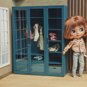 Armoire miniature à l&#39;échelle 1/6 pour poupées mannequins populaires de 30 cm (12 po.). Meubles de style moderne. Rangement pour vêtements pour maison de poupée, boîte pour diorama