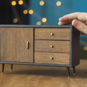 1/6 scale chest of drawers for popular 12 inch dolls. Realistic dollhouse miniature furniture, cupboard dresser for diorama, roombox