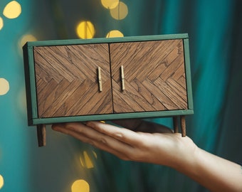 1/6 scale TV stand for popular fashion 12 inch dolls. Miniature furniture for roombox, dollhouse. Chest of drawers cupboard dresser wardrobe