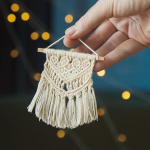 Miniature macrame wall hanging for dolls 1/6 and 1/12 scale. Modern boho bohemian dollhouse decor. For roombox, diorama