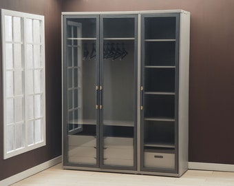 1/6 scale miniature wardrobe for popular fashion dolls 12 inch. Furniture in modern style. Clothes storage for dollhouse, diorama roombox