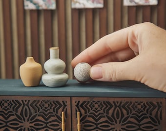 1/6 scale set of 3 miniature vases for modern dollhouse, roombox, diorama. Accessories, decoration for popular fashion 11 - 12 inch dolls.