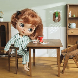 1/6スケールのリアルなキッチンダイニングテーブル。人気のファッション12インチ人形用。ルームボックス、ジオラマ用のドールハウスモダンミニチュア家具。