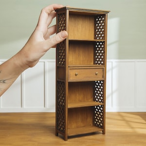 1/6 scale realistic bookcase  for popular fashion dolls 12 inch. Vintage miniature furniture. Bookshelf, rack for roombox dollhouse diorama