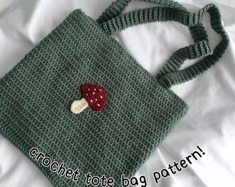 The Faye | Crochet Cottagecore Mushroom Tote Bag | PDF Pattern Only