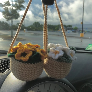 flower basket | crochet car charm | crochet accessory