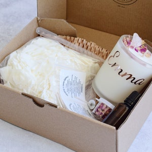 Kit para hacer velas de aceites esenciales: cera de soja vegana y detalles florales