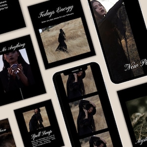 Witchy Instagram Templates: Dark Feminine Social Media Kit (Canva, Digital Download) Instant Download