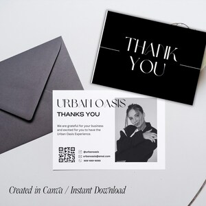 Modèle de carte de remerciement moderne modifiable | Modèle Canva pour emballage de boutique | Encart imprimable élégant | Téléchargement instantané