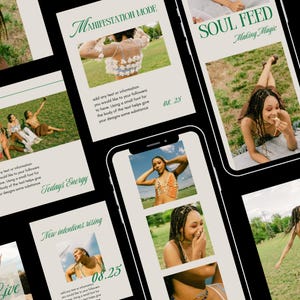 Editable Instagram Canva Templates for Spiritual Coaches, Wellness Brands, Healers, Mystic Social Media Posts & Stories, Premade Kit