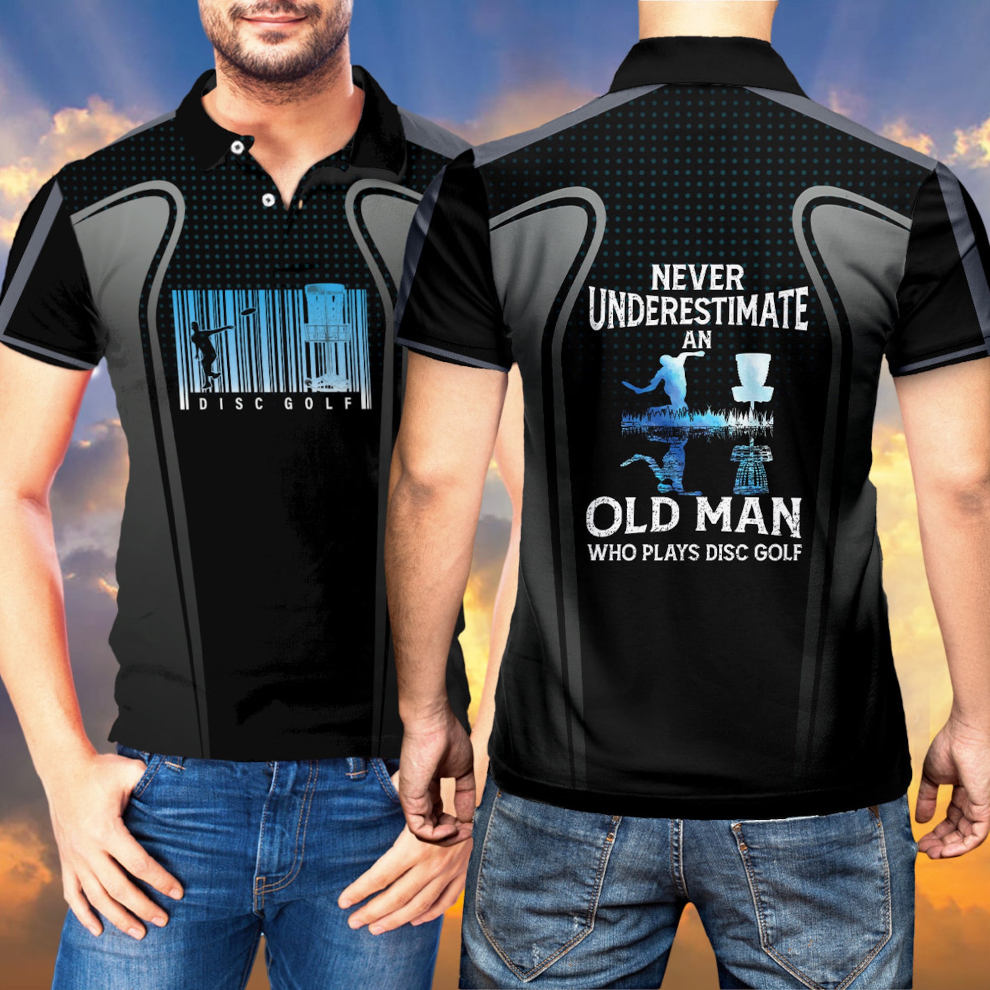 Discover Disc Golf Never Underestimate An Old Man With Disc Golf Polo Shirt