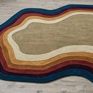 Stylish Trending Amoeba Shape Multi Color 8X11/9X13/10X14 Irregular Handmade Tufted Elegant Rug Perfect for Bedroom, Living Room, Kids room
