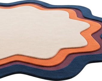 Tapis en laine de forme irrégulière, design abstrait moderne, tufté à la main