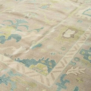 Vintage 8x10/9X13/12X14 Beige Color Oushak Woolen Rug in Muted Tones Perfect for Bedroom Kitchen or Dining Area Kids Room Decor Antique Rug