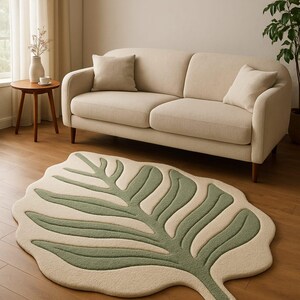 Unique Trending Leaf Shape Rug Unshaped Custom 5x7/6x8/7x9 Irregular Handmade Tufted Elegant Rug, Perfect for Bedroom Living Room, Kids room