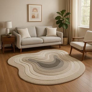 Pastel Multi Color Odd 5x5/6x6/7x7 Unique Shape Rug, Custom Irregular Handmade Tufted Elegant Rug Perfect for Bedroom Living Room, Kids room