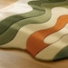 Earth Tone Abstract Rug – Handmade Irregular Tufted Carpet in Olive ...