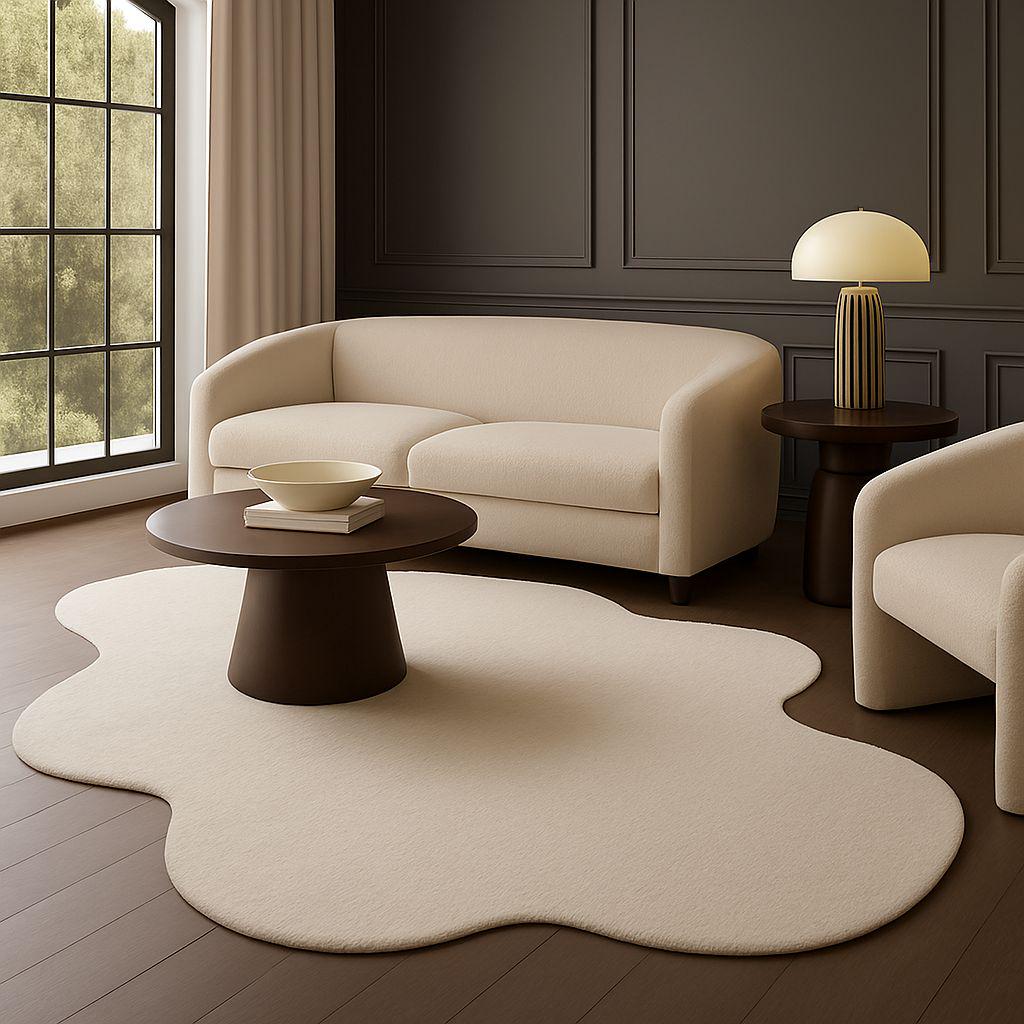Amorph Rugs Handmade Cream Wool Rug | Modern Amoeba Shape, Tufted Carpet - Etsy
