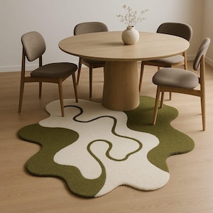 Unique Trending Odd Shape Rug, Custom 8x10/8x11/9x13 Irregular Amoeba Handmade Tufted Elegant Rug Perfect for Bedroom Living Room, Kids room