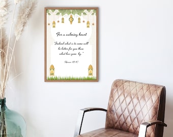 Calming Heart Islamic Wall Art, Printable Muslim Wall Art, Islamic Digital Art Print, Islam Posters and Prints, Modern Islamic Home Decor