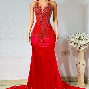 African prom dress, ball dress, luxury orange mermaid prom dress, bridesmaid gown, evening gown, birthday photoshoot gown, dinner party gown
