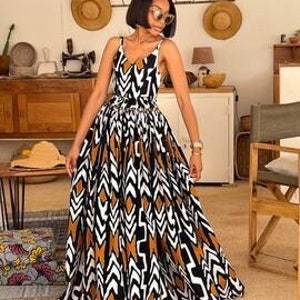 Long pleated cheap ankara gown