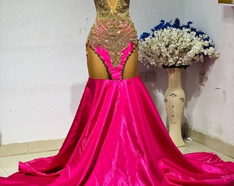 slim fit dress slacks Rose Gold Sequin Halter Plunge Mermaid Prom Dress