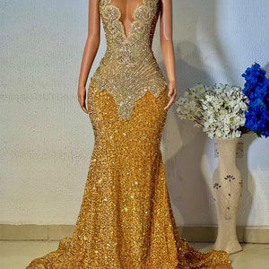 African prom dress, shimmery sequin prom dress, luxury mermaid dress, black girl party dress, homecoming gown, evening gown, birthday dress,