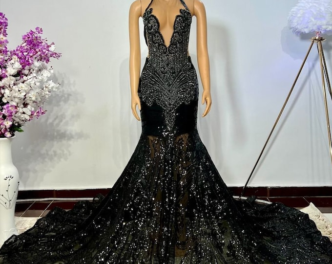 Black Mermaid Prom Dress: Custom African Evening Gown