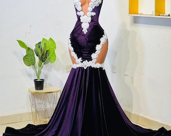 Purple Mermaid Prom Dress: African Evening Gown