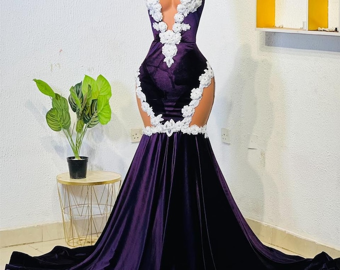 Purple Mermaid Prom Dress: African Evening Gown