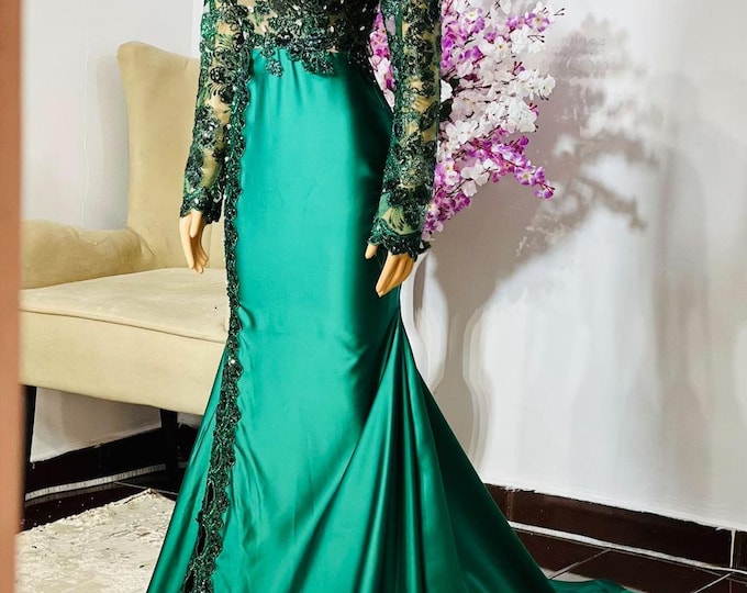 Green Lace Mermaid Dress: Custom Prom, Homecoming, or Evening Gown