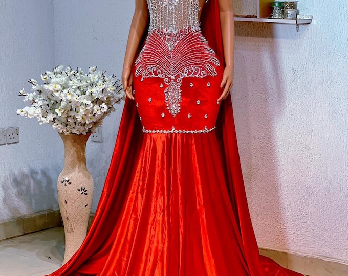 Luxury Navy Blue Mermaid Prom Dress: African Ball Gown