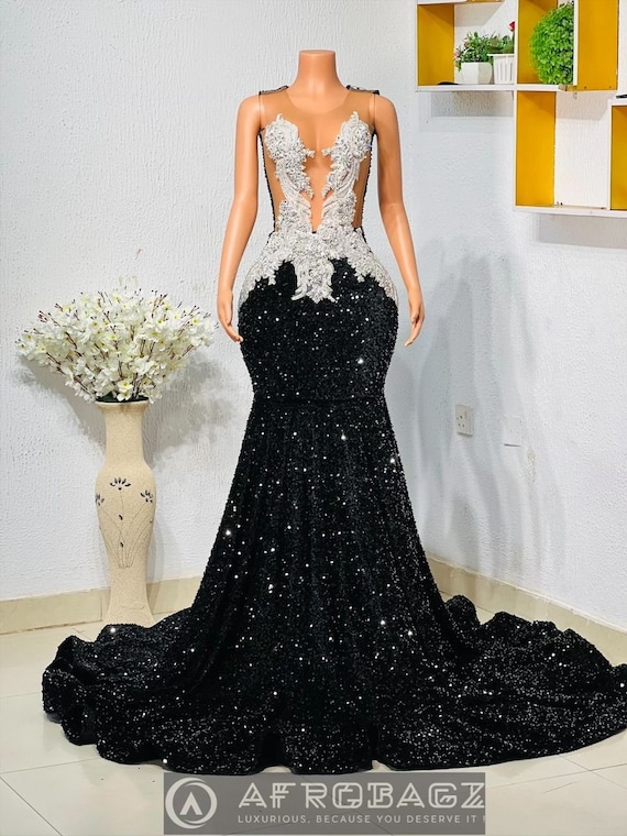 Sequin Mermaid Prom Dress: Custom Black Evening Gown
