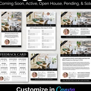 Offre groupée d'agents inscripteurs | Modèles de marketing immobilier pour les agents inscripteurs | Messages sociaux, Flyers de propriété, Feuille de connexion, Carte de commentaires