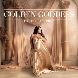Golden Goddess Maternity Digital Backdrop: Elegant Photography Overlay
