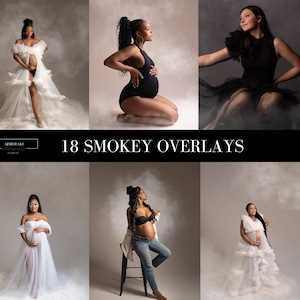 18 Smokey Photoshop Overlays: Maternity Photography PNG (300DPI)