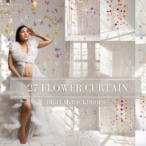 Flower Curtain Backdrops: Maternity Photography Texture Overlays