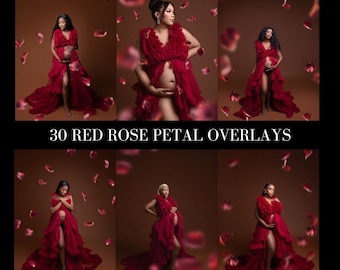 Red Rose Petal Overlays: Maternity Photography Overlays
