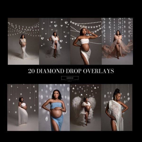 Diamond Drop Overlays, Photoshop Overlays, Maternity Hoop Overlays, Maternity digital backdrops, Crystal chandelier Overlays