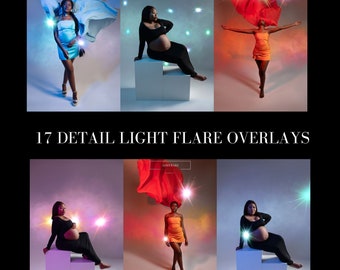 Neon Light Flare Overlays: Maternity & Portrait Photography (17 PNG)