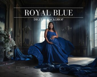 Blue Castle Maternity Digital Backdrop: Photography Overlay (JPG)