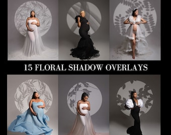 Superpositions d'ombres florales : photographie de grossesse (fichiers PNG)