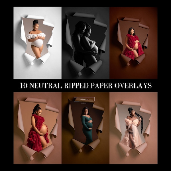 NEUTRAL RIPPED PAPER Backdrops, Ripped Paper Overlay, Maternity Overlay, Ripped Paper Png, Photoshop Overlay