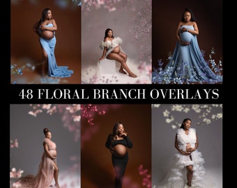 Floral Branch Overlays, Floral Texture Backdrops, Floral Maternity Backdrop, Floral Maternity Overlays, Texture overlays for photoshop