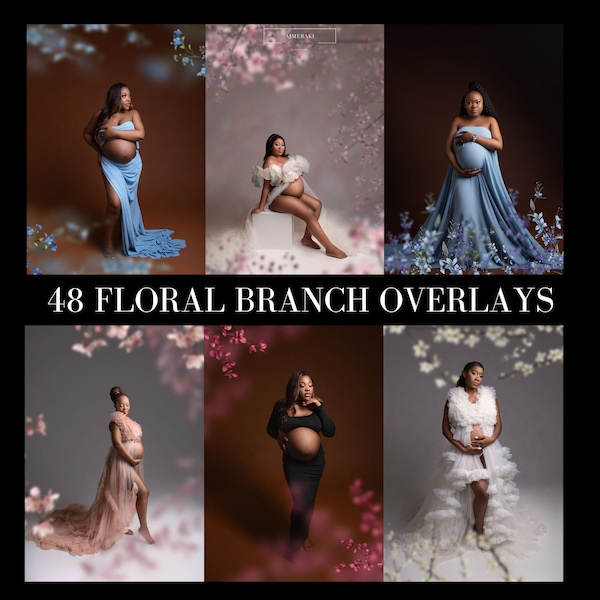 Floral Branch Overlays, Floral Texture Backdrops, Floral Maternity Backdrop, Floral Maternity Overlays, Texture overlays for photoshop