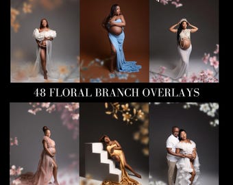 Floral Branch Overlays, Floral Texture Backdrops, Floral Maternity Backdrop, Floral Maternity Overlays, Texture overlays for photoshop