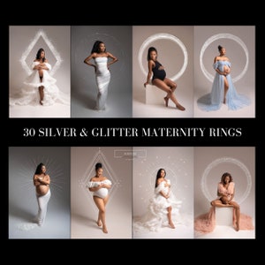 MODERN SILVER MATERNITY Ring Overlays, Photoshop Overlay, Maternity Hoop Overlay, Glitter Maternity overlays, Silver Ring Overlay