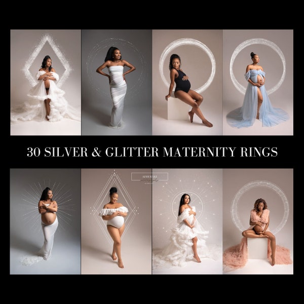 MODERN SILVER MATERNITY Ring Overlays, Photoshop Overlay, Maternity Hoop Overlay, Glitter Maternity overlays, Silver Ring Overlay