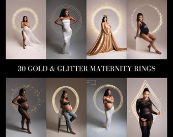 MODERN GOLD MATERNITY Ring Overlays, Photoshop Overlay, Maternity Hoop Overlay, Maternity digital backdrop, Gold Ring Overlay